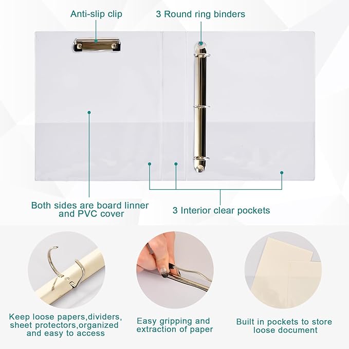 Cute Mushroom Red 3 Ring Binders with Clipboard File Folder for Office School with Pocket, 2 Pack, E01W24021