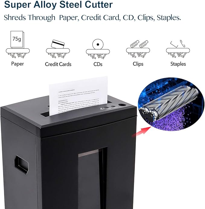 WOLVERINE 18-Sheet Shredders for Home Office Heavy Duty P-4 Security Level Crosscut Paper Shredder Paper/CD/Card Ultra Quiet Paper Shredder for Home with 6 Gallons Pullout Waste Bin SD9113(Black ETL)