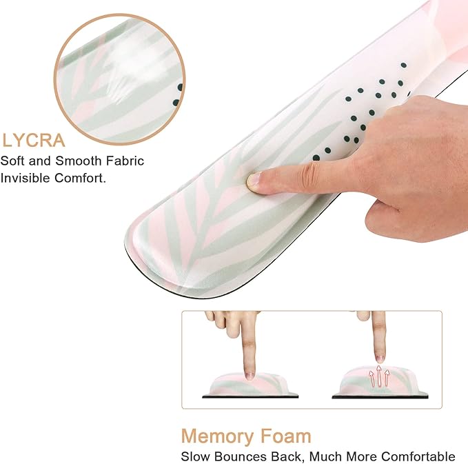 iCasso Keyboard Wrist Rest and Mouse Wrist Rest Pad, Made of Memory Foam, Ergonomic Support, Easy Typing and Relieve Wrist Pain, Perfect for Gaming, Computer, Office, Laptop (G-Morandi)