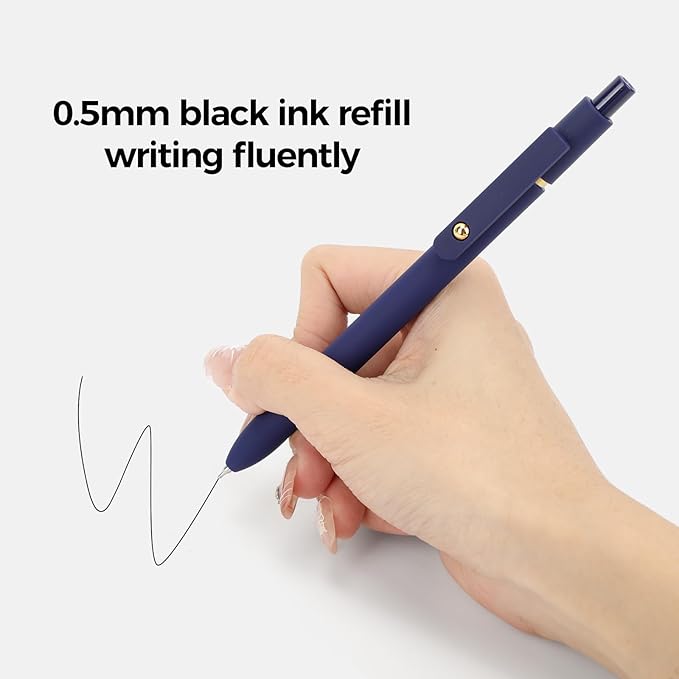 Ddaowanx Gel Pens, 6 Pcs 0.5mm Quick Dry Black Ink Pens Fine Point Smooth Writing Pens, Office Desk Accessories for Women(6 Pcs Vintage-Black Ink)