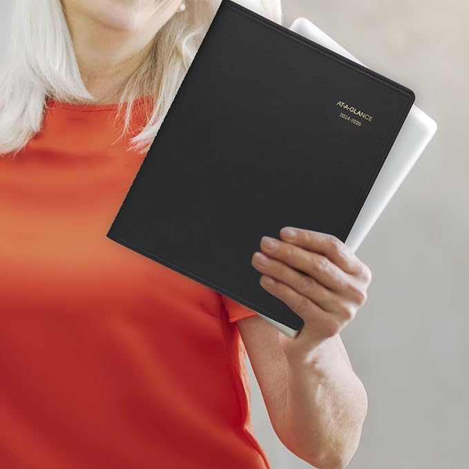 AT-A-GLANCE Planner 2024-2025 Academic, Monthly, 9" x 11", Large, Flexible Cover, Black (7007405)