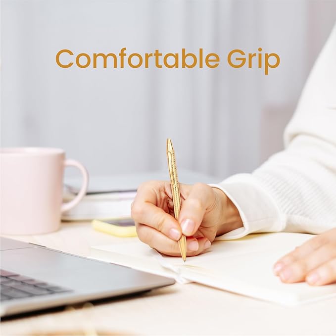 Cambond Ballpoint Pens Gold Pen - Nice Pens for Wedding Guest Book Fancy Pens for Gift Smooth Writing Pens with Black Ink 1.0mm Medium Point, 3 Pens with 3 Refills (Gold)