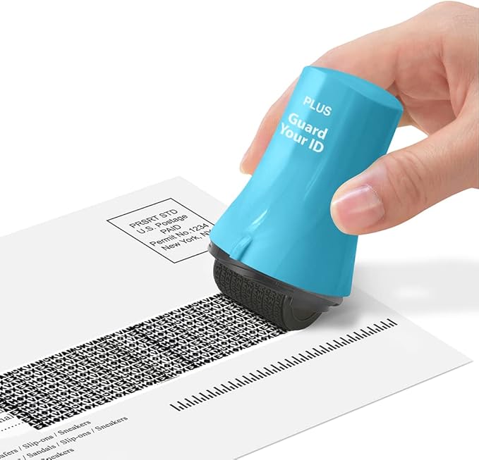 Wide Advanced ID Roller, Protect Your Private Information with Guard Your ID Theft Prevention and Confidential Roller Stamp, Easy to use Mess-Free Address Blocker, ASOTV (Wide 3-Pack, Turquoise)