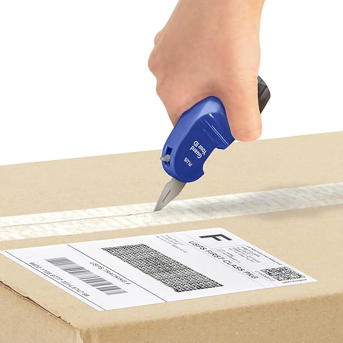 Guard Your ID 3 in 1 Wide Advanced Roller with Retractable Box & Envelope Opener and Identity Theft Prevention Security Stamp Blue