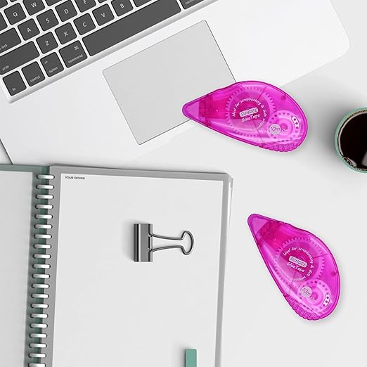 Glue Runner Permanent, Double Sided Adhesive Scrapbook Runner Tape Roller, 0.3-inch by 360-Inch, Permanent Adhesive Dots Roller Applicator - 12 Packs Rose