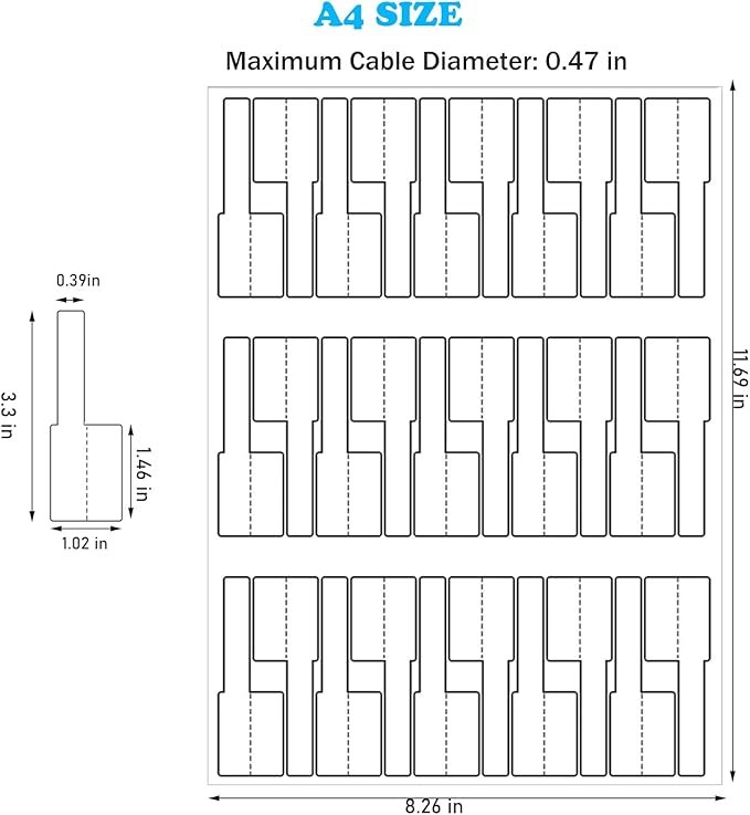 White Cable Labels, 300 Premium Wire Label Tags for Electronics, Printable Cord Labeling Tags for Ethernet and Network, Write on Labels for Cable Management