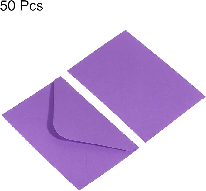 PATIKIL Mini Envelopes, 50 Pack Gift Cards Business Cards Envelope for Greeting Weddings, Purple