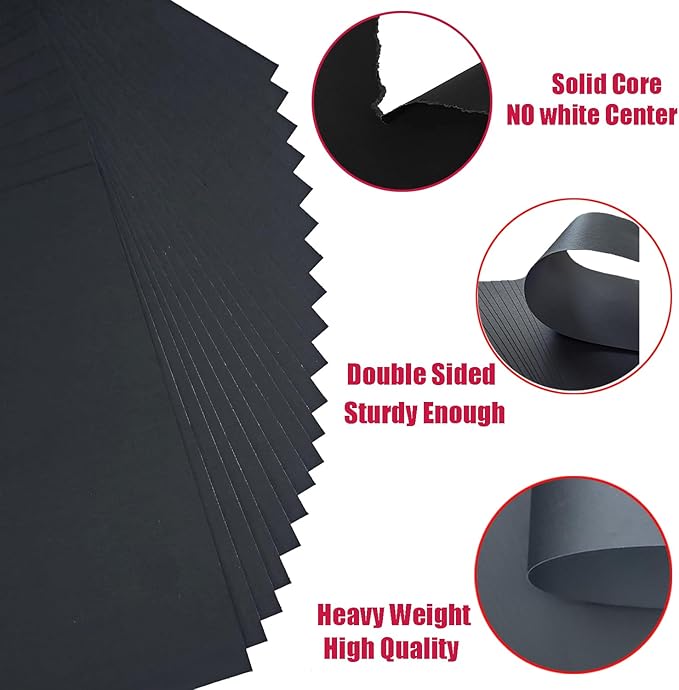 Baisunt 25 Pack 8.5x11 Black Cardstock Paper Blank Thick Heavyweight 92lb Card Stock for Making Greeting Cards, Invitations cards, Scrapbook, DIY Craft