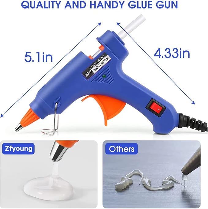 Mini Hot Glue Gun 2-Pack Blue Pink 35pcs Hot Glue Sticks for Quick Fix Artist DIY Art Home 20w