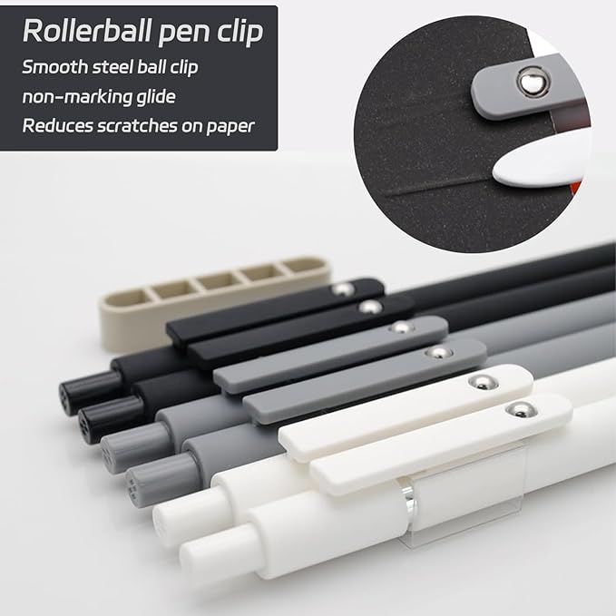 Gel Pens,6 Pcs 0.5mm Fine Point Black Ink Pens With Smooth Writing,Quick Dry Pens For Journaling,Nurse Aesthetic Pens,Office School Supplies for Men Women Student(Black Gray White)