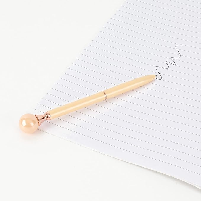 6 Pieces False Pearl Decoration Twist Metal Ballpoint Pen Ball Pen 1.0 MM Black Ink