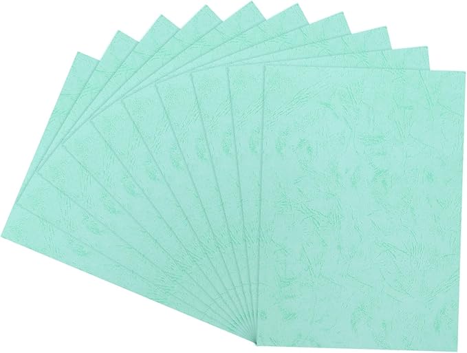 MECCANIXITY 100pcs A4 8-1/2 x 11.5 Inch Presentation Binding Covers Letter Size Leather Textured Grain Paper Un-Punched for Business Reports, Pale Blue