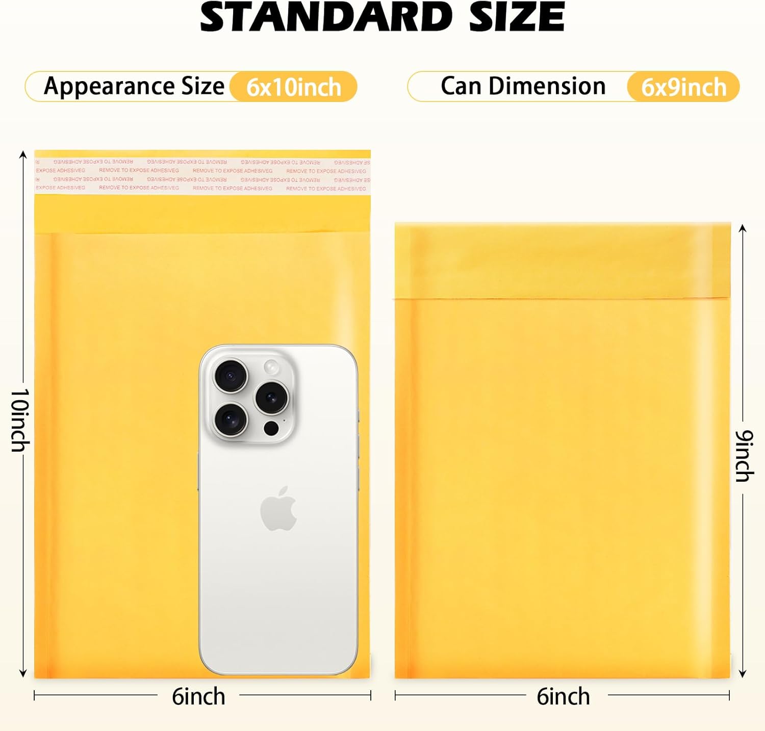 105Pack Yellow 6x10inch Kraft Bubble Mailers Small Business Mailing Packages Self-Sealing Paper Envelopes, Mailer Shipping Padded Envelopes with Strong Adhesion for Jewelry Makeup Supplies