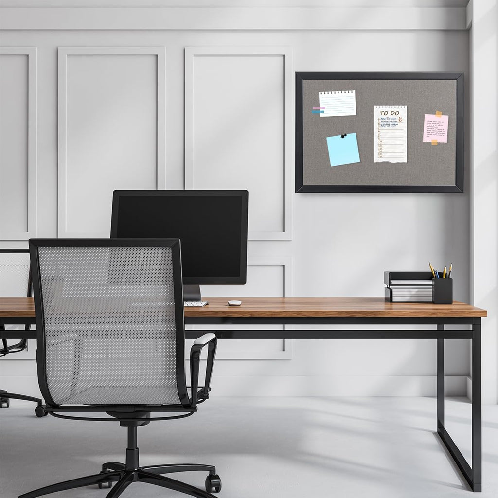 Gideal Bulletin Board 36 x 48 Inch, 100% Wood Framed Canvas Cork Board with Grey Fabric, Wall Mounted Notice Board for Home Office School, 2 Pack