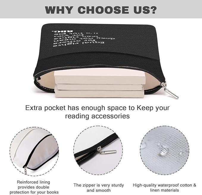 Book Themed Gifts Waterproof Book Sleeve Book Pouch Equality Rights Reading Gifts for Women Teacher Friend Book Covers for Paperbacks Book Accessories Book Protector with Zipper and Front Pocket