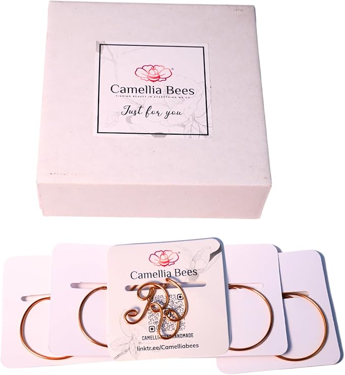 Personalized Initial Copper Bookmark, Set of 5, Handmade Copper Gift for Her, Him, Couple on Birthday, Wedding Anniversary, Alphabet Bookmark (R)