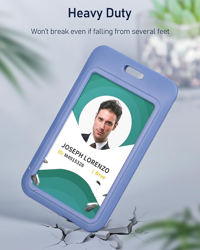 Uniclife 3 Pack Sliding ID Badge Holder Vertical Hard Plastic Case with Clear Window Light-Blue Card Protector Pouch for Office School ID Credit Cards Proximity Key Cards Driver’s Licenses and Passes