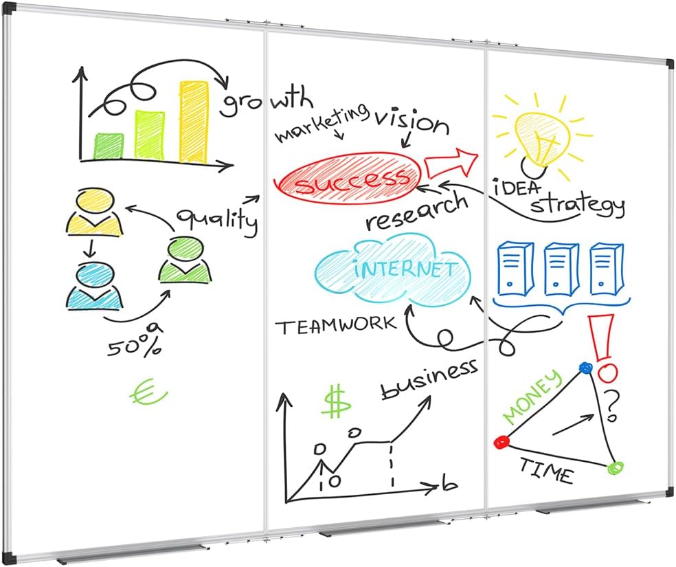 XBoard Magnetic Whiteboard 72 x 48 Inch, 6'x4' Dry Erase Board with Aluminum Frame | Foldable Wall-Mounted Whiteboard for Home Office, Classroom, Conference Room