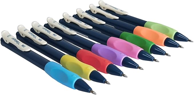 Ergonomic Pencil Grips Silicone 8 Pcs for Kids and Adults Handwriting, Gel Pen Grips with 3 Concaves, 1 Pack 4 Colors
