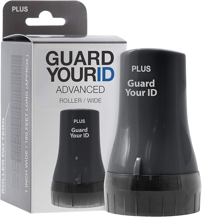 Guard Your ID Wide Advanced Roller 2.0 Identity Theft Prevention Security Stamp Black