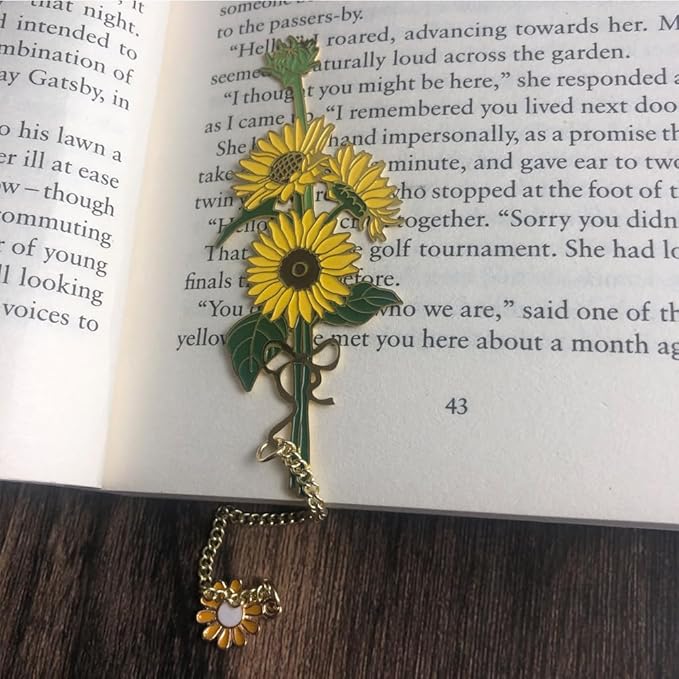 Bookmarks for Book Lovers Book Marks for Reading Women Birthday Graduation Christmas Gifts for Her Cute Metal Bookmark Book Markers Stocking Stuffers for Teens (Sunflower)