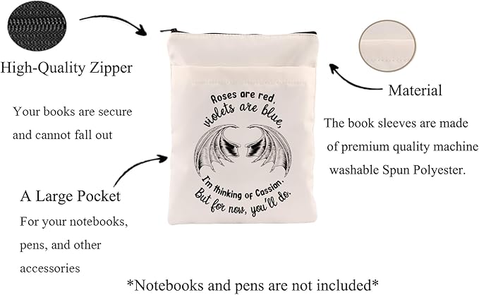 Roses are Red Violets are Blue Books Lover Gift Bat Boys Book Sleeve Book Merch Gift for Fans (Thinking of Cassian-b)