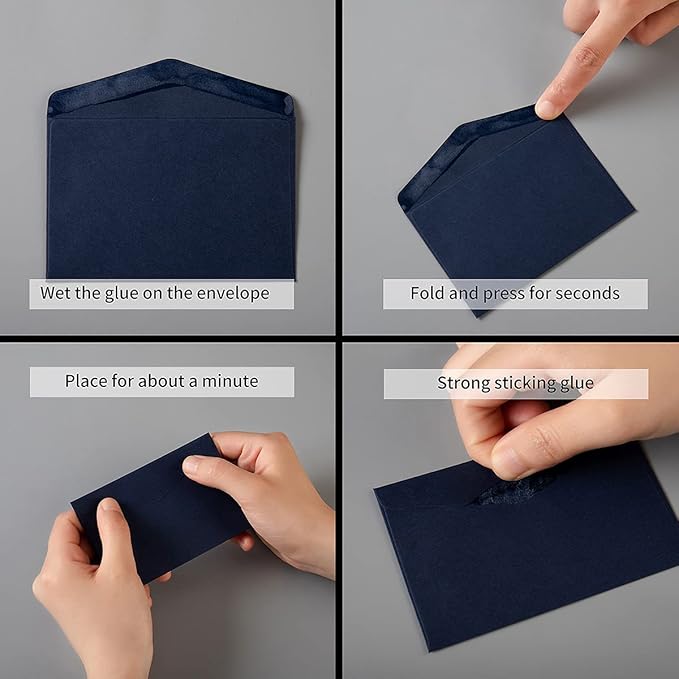 120 Pack Mini Envelopes Small Envelopes Self-Adhesive Kraft Paper Tiny Pockets for Business Cards Christmas Holiday Small Gift Cards Invitations Cards(4.13"×2.76") (Black)