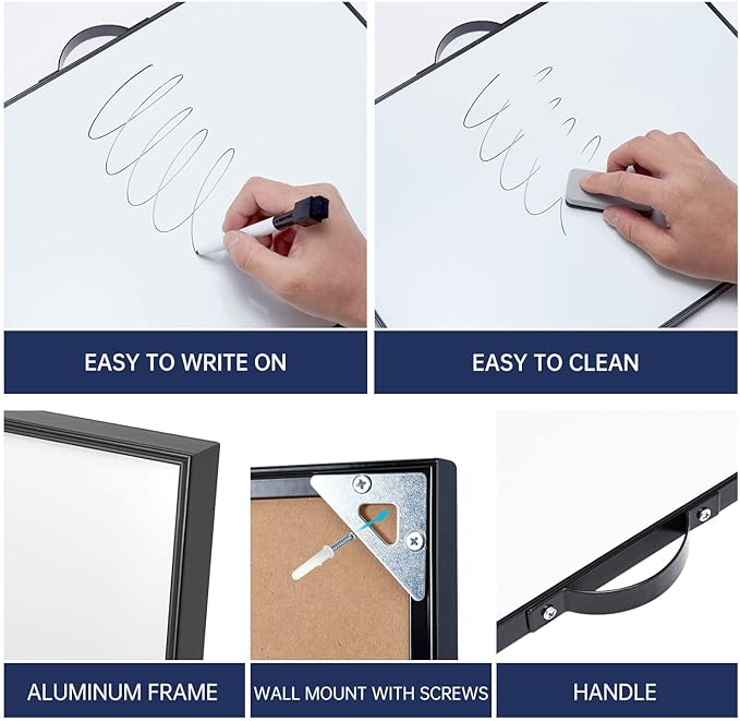 TSJ OFFICE Small White Board - 12 X 16 Inches Portable Aluminum Frame Magnetic Dry Erase Board with Holder, to Do List Notepad for Office, Home, School