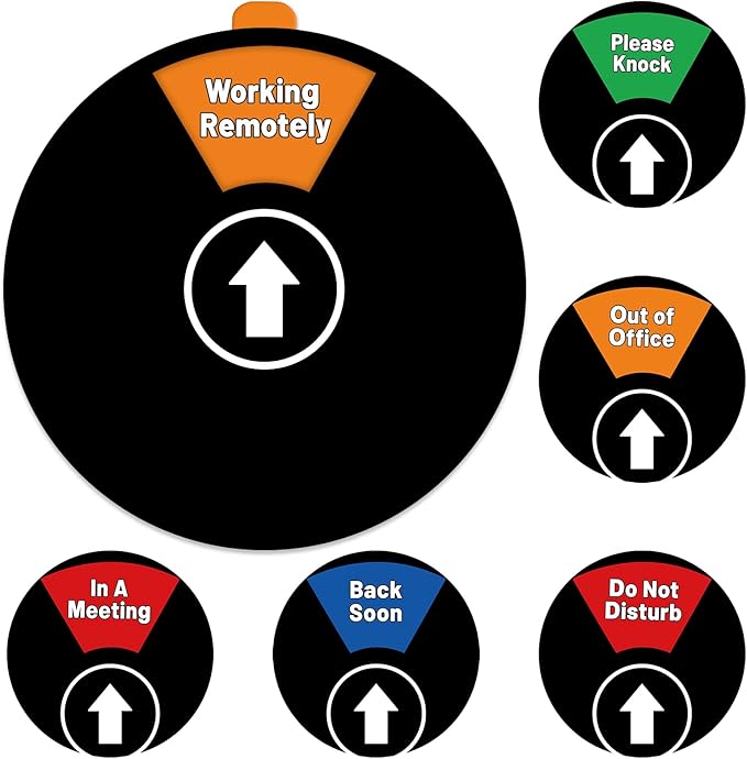 Out Of Office Sign for Door, 6 Options Status Private Sign, In a Meeting, Do Not Disturb, Working Remotely, In Out Sign Available and Away