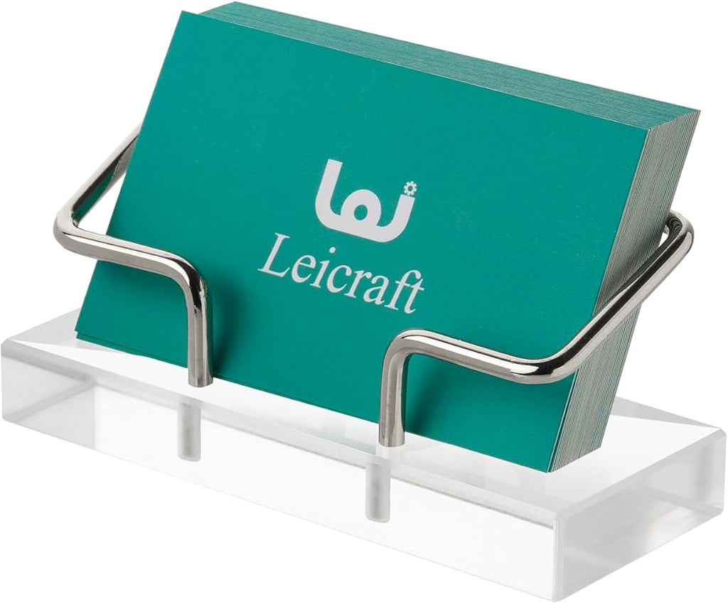 Business Card Holder for Desk, Modern Card Organizers and Office Desk Accessories for Men and Women (Silver)