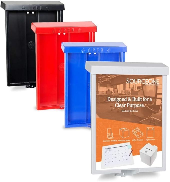 SOURCEONE.ORG Outdoor Real Estate Style Brochure Holder Color Variety White, Black, Red, Pink & Blue Available