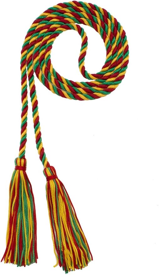 Tassel Depot Graduation Honor Cord - RED/Kelly/Gold - Every School Color Available - Made in USA