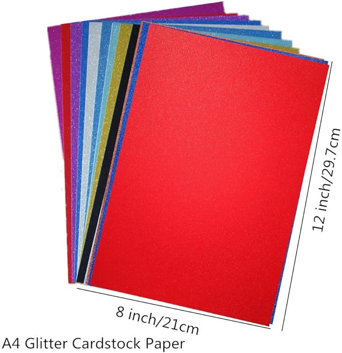 Baisunt 20 Sheets Red Glitter Cardstock Paper for DIY Art Project, Scrapbook, Birthday Wedding Party Decoration 250GSM(8x12 In, Non Adhesive)