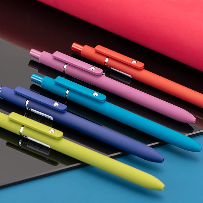 5PCS Assorted Colors Retractable Gel Pens Set, Quick Dry Black Ink Fine Point Roller Ball Gel Ink Pen for Smooth Writing (Vintage Color)