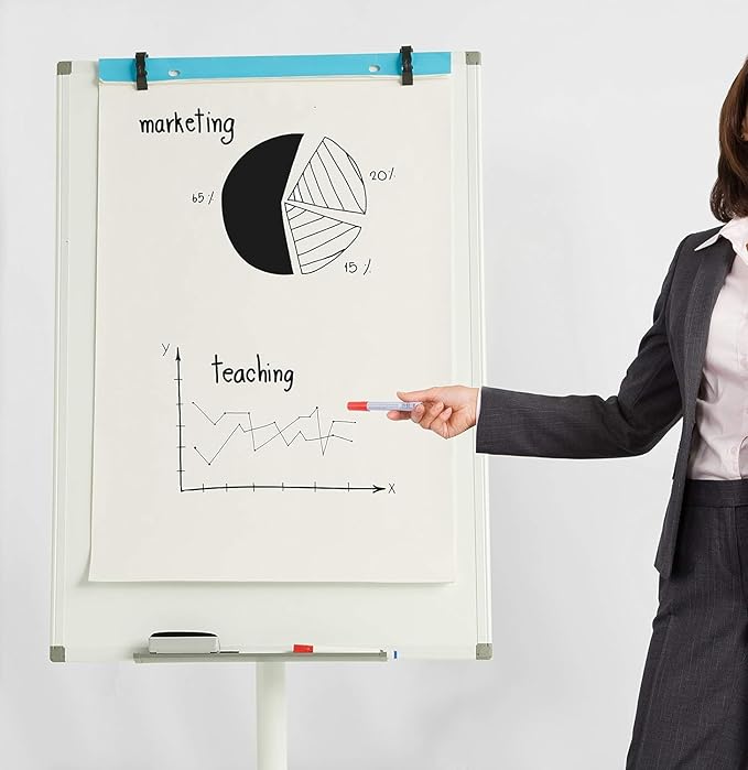 Mobile Dry Erase Board Portable Flipchart Easel Magnetic Whiteboard with Paper Pad on Wheels for Home Office (28"x40")…