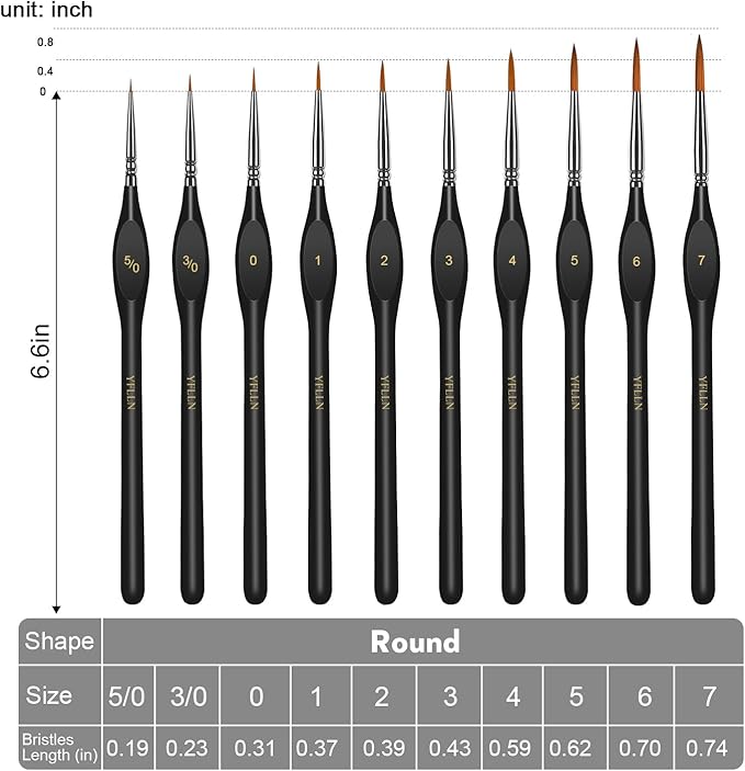 Miniature Paint Brushes Kit, Fine Detail Painting Brush Micro Professional Tiny Paints Brush Set for Art Watercolor Oil Acrylic,Mandala Painting,Craft Models Rock Painting Citadel(Black)