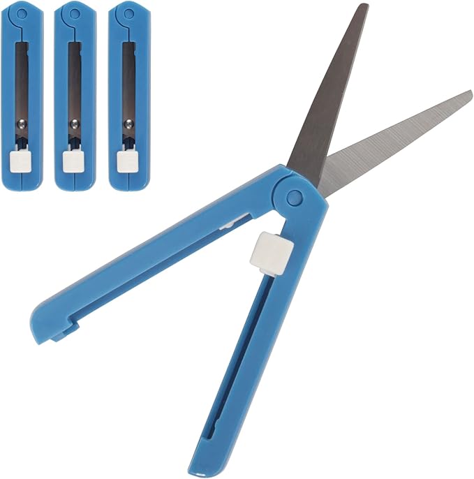 JubileeYarn Push Open Folding Safety Scissors - Dark Blue - 3 Pairs