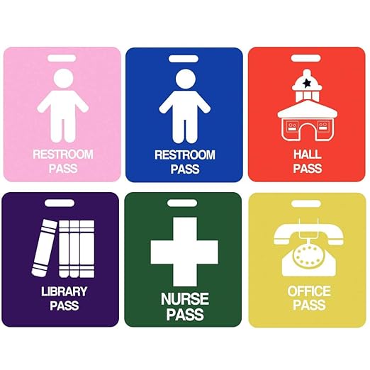 Unbreakable PVC Hall Pass Lanyards,Mlife School Passes Set for Teachers 12 Pack Hall, Bathroom, Library, Office and Nurse Classroom School Supplies