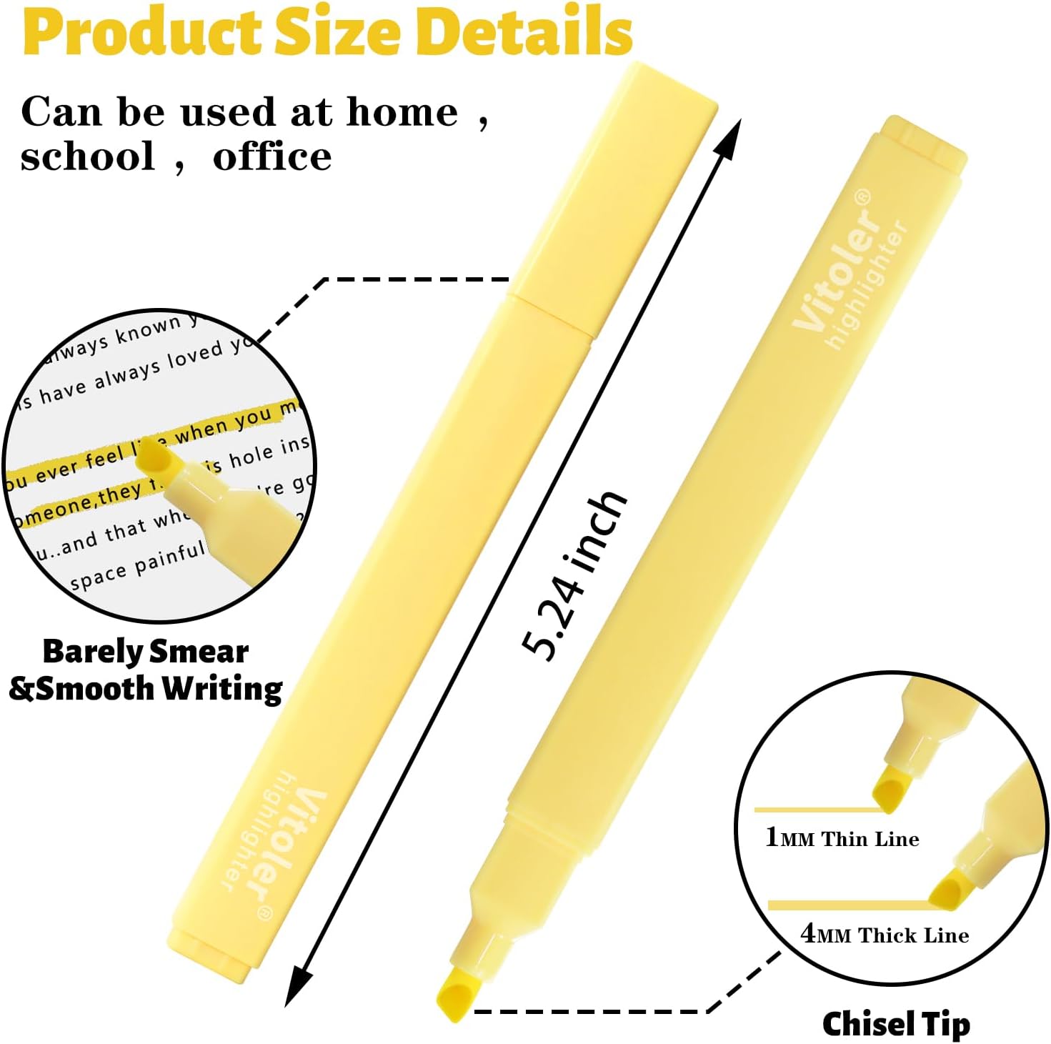 Highlighters, 8 pcs Aesthetic Pastel Highlighters, Chisel Tip Book Highlighter, Candy Colors, No Bleed Bible Highlighter Assorted Colors