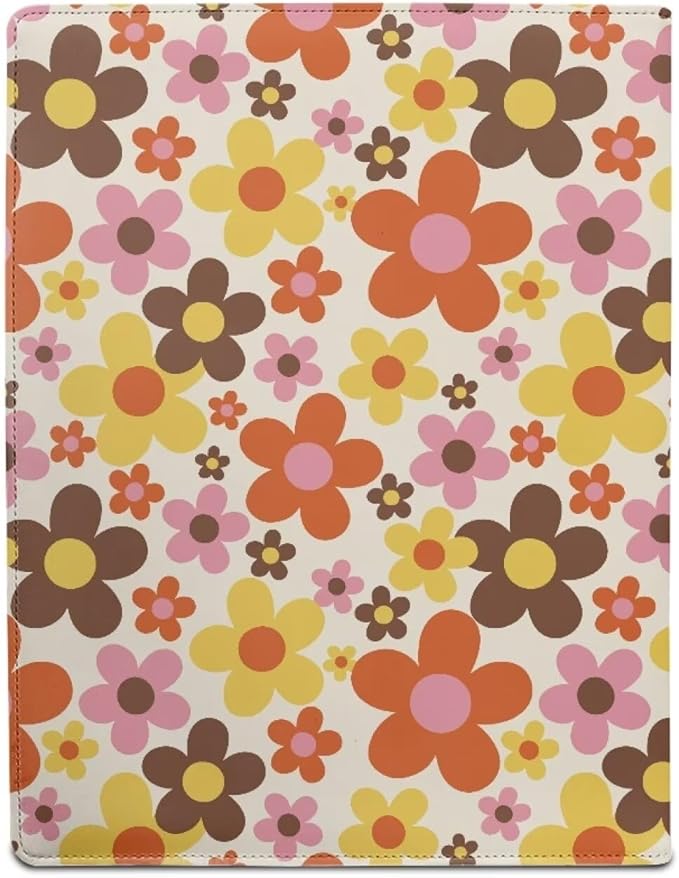 Cozeyat African Floral Padfolio for Women Binder Portfolio Folder, PU Leather Folder A4 Conference Pad Document Organizer Notepad Holder
