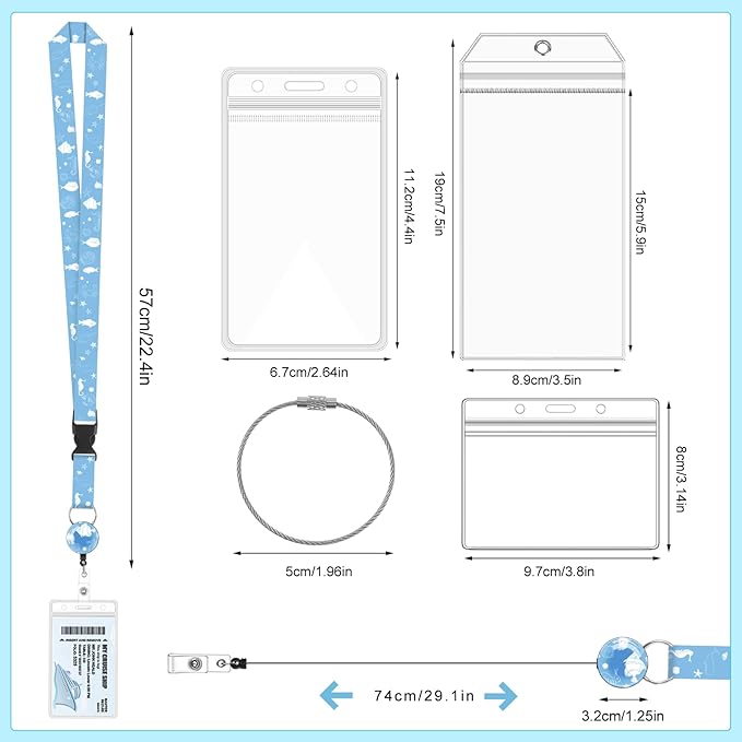 6 Pack Cruise Ship Lanyards, Cruise Lanyards for Ship Key Cards with Waterproof ID Holder Cruise Luggage Tags Retractable Badge Reel & Detachable Buckle for Cruise Essentials