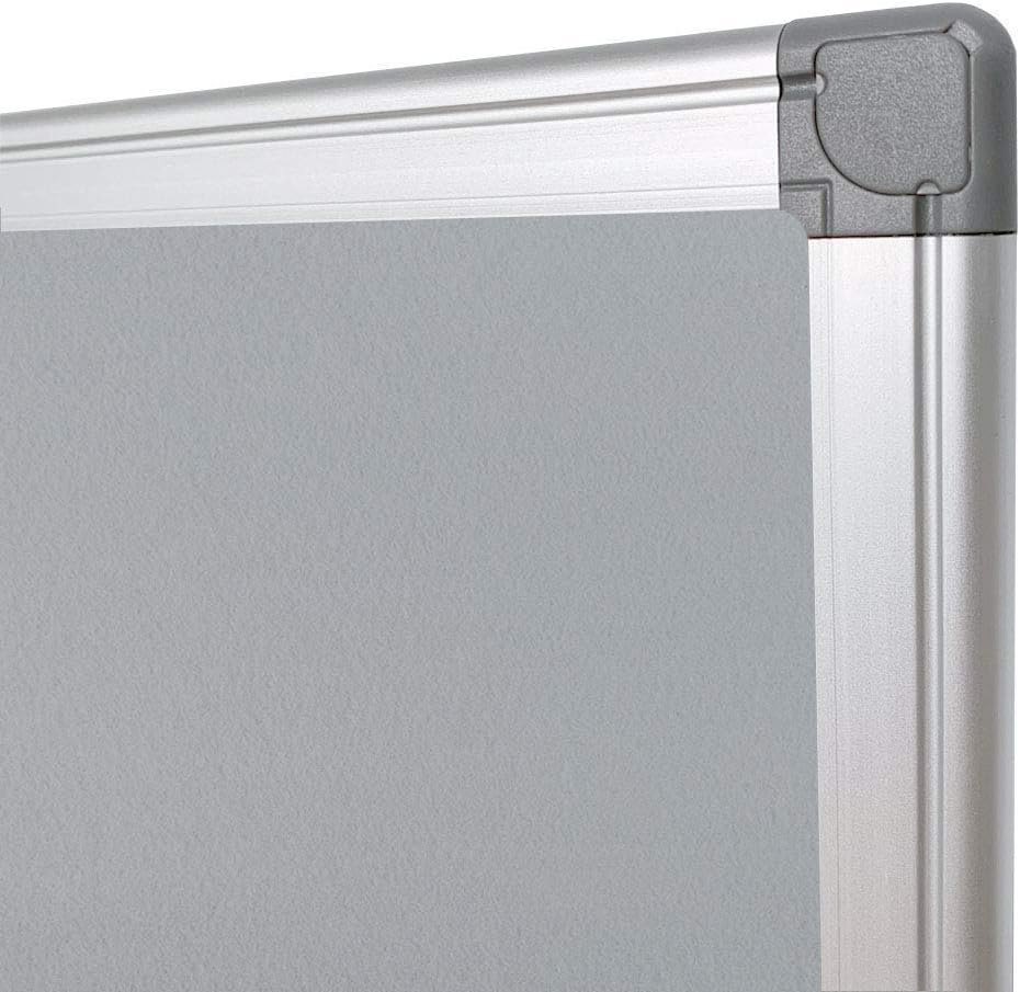 BIBOC Grey Fabric Bulletin Board, 36 x 24 inch, Wall Mounted Fabric Notice Board Cork Bulletin Board, Felt Board, Pin Board, Memo Board Sliver Aluminum Framed for Homes or Offices School