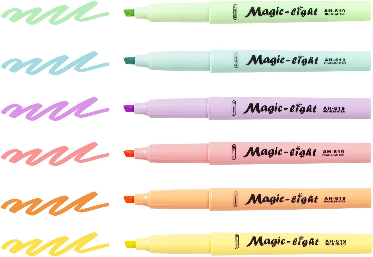 AIHAO Pastel Highlighters, Assorted Color, Chisel Tip Marker Pen, 12Pack, No Bleed, Aesthetic Cute Highlighter, Ideal for School Office Supplies.