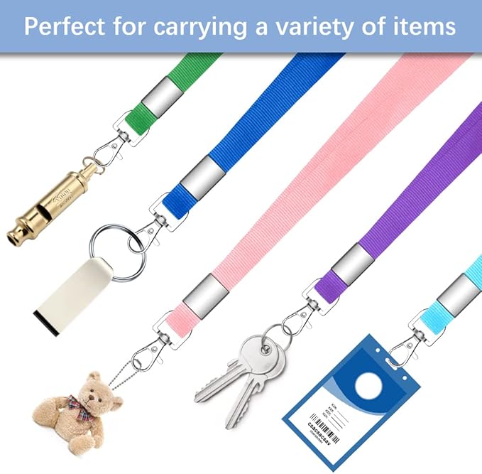 7 PCS Multicolour Lanyards for ID Badges, Keys, Cruise Ship Cards, Keychain, Soft Nylon Neck Lanyard with Clip, Badge Lanyard for Teacher, Kids, Men, Women