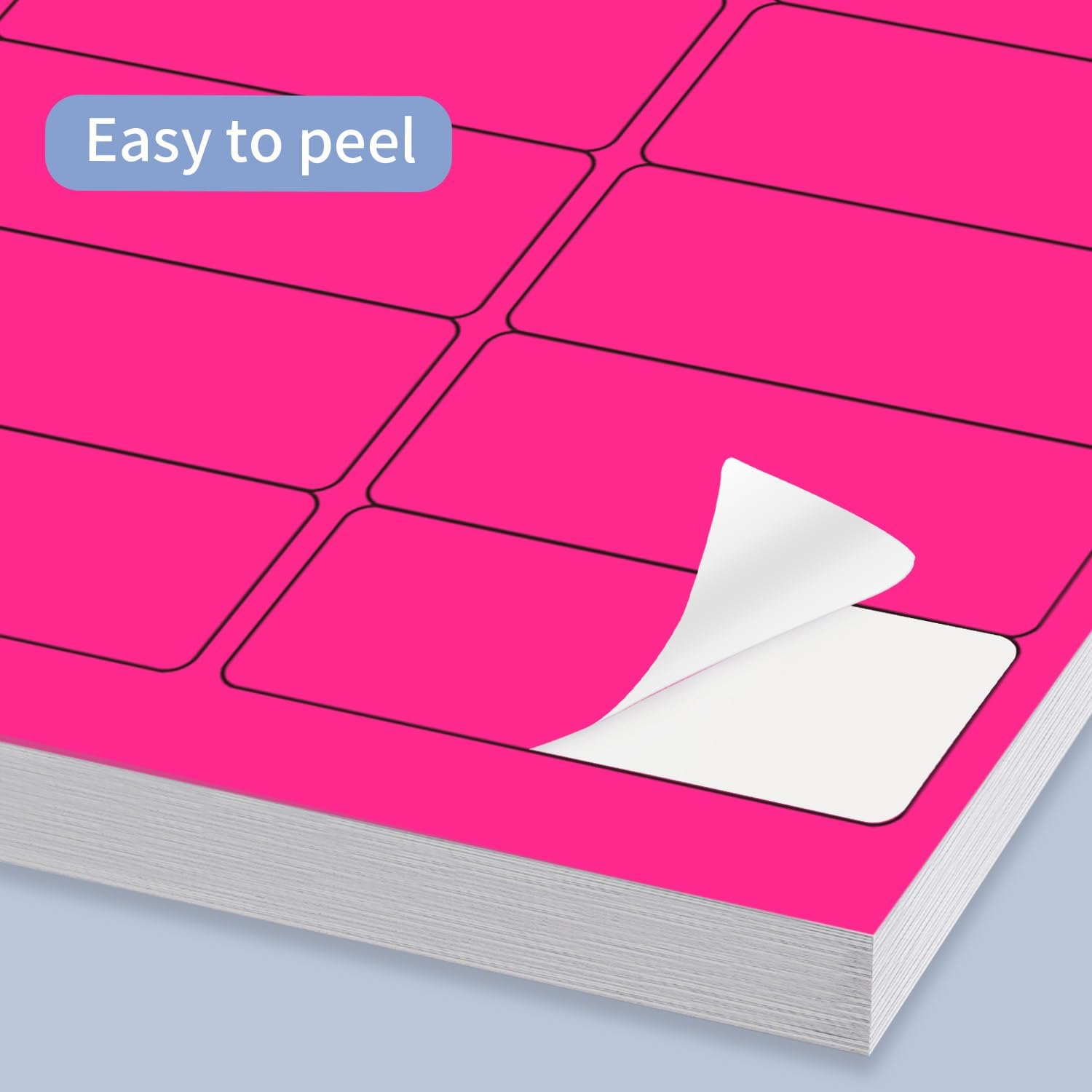 STARLIBOO 1" x 2-5/8" Address Labels- 600 Neon Color Fluorescent Stickers for Laser/Ink Jet Printer mailing Labels 8.5"×11"- Fluorescent Pink