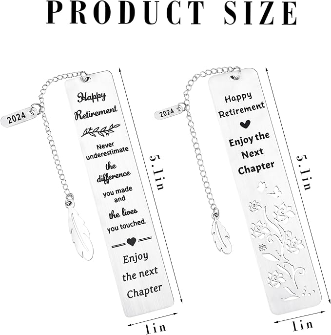 Retirement Gift for Woman Men Happy Retirement Bookmark Set Bulk Metal Book Marker Tassels for Book Lovers Coworker Reader Teachers Employee Friends Adults Going Away Appreciation Gifts 2024