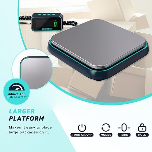 Digital Shipping Scale, 86 lbs/0.1oz Highly Accurate Postal Scale for Packages with Hold/Tare/Separate LCD Display，Stainless Steel Postage Scale，Package Scale for Small Business, Mail Scale