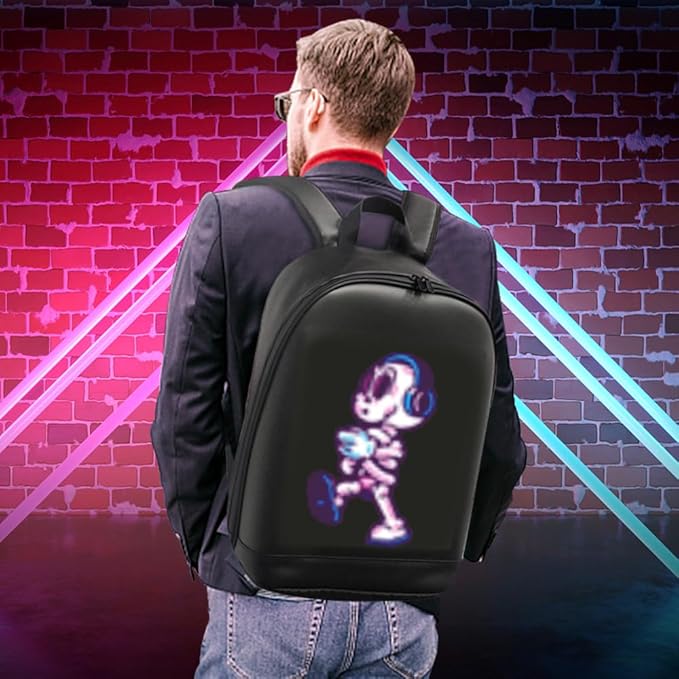 LED Color Screen Customizable photo/icon Backpack,Water-Resistant Travel Bag with USB Port and Comfortable Padding