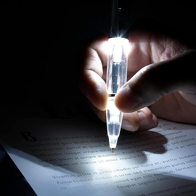 Pen with Light and Stylus Tip (2 cts), Penyeah 3 in 1 Light Up Pens with Rubber Tip Stylus for Touchscreens, Bright Light Pen for Writing in The Dark (2 White Light)