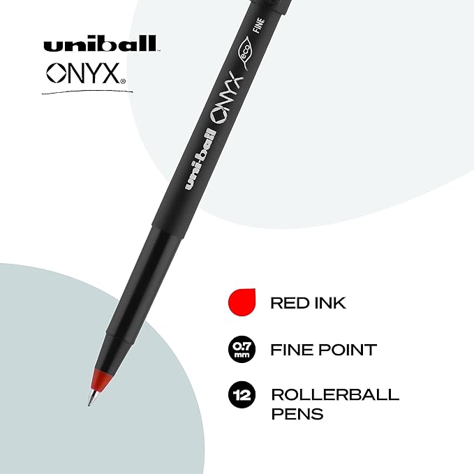 Uni-Ball Onyx Rollerball Stick Pen 12 Pack, 0.7mm Fine Red Pens, Gel Ink Pens | Office Supplies, Pens, Ballpoint Pen, Colored Pens, Gel Pens, Fine Point, Smooth Writing Pens